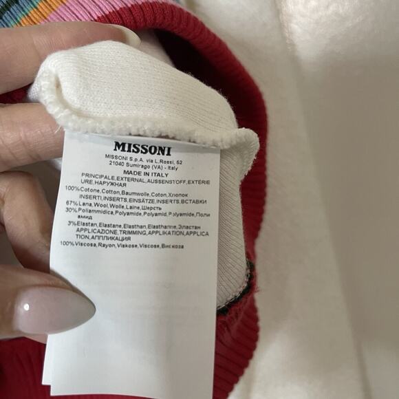 MISSONI cropped knit drawstring pullover sweatshirt size Medium - Picture 7 of 7